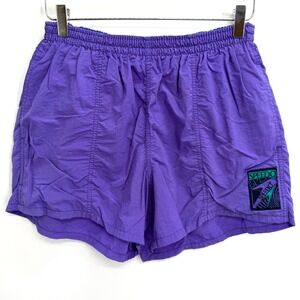 Vintage Speedo Purple Nylon Swim Trunks Mens M Graphic Logo Mesh Liner 90s